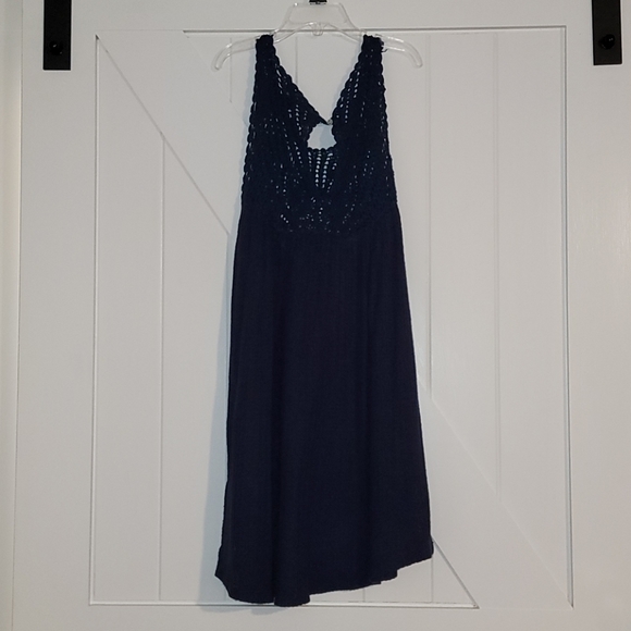 Lucky crocheted top sleeveless navy top - M - Picture 2 of 2